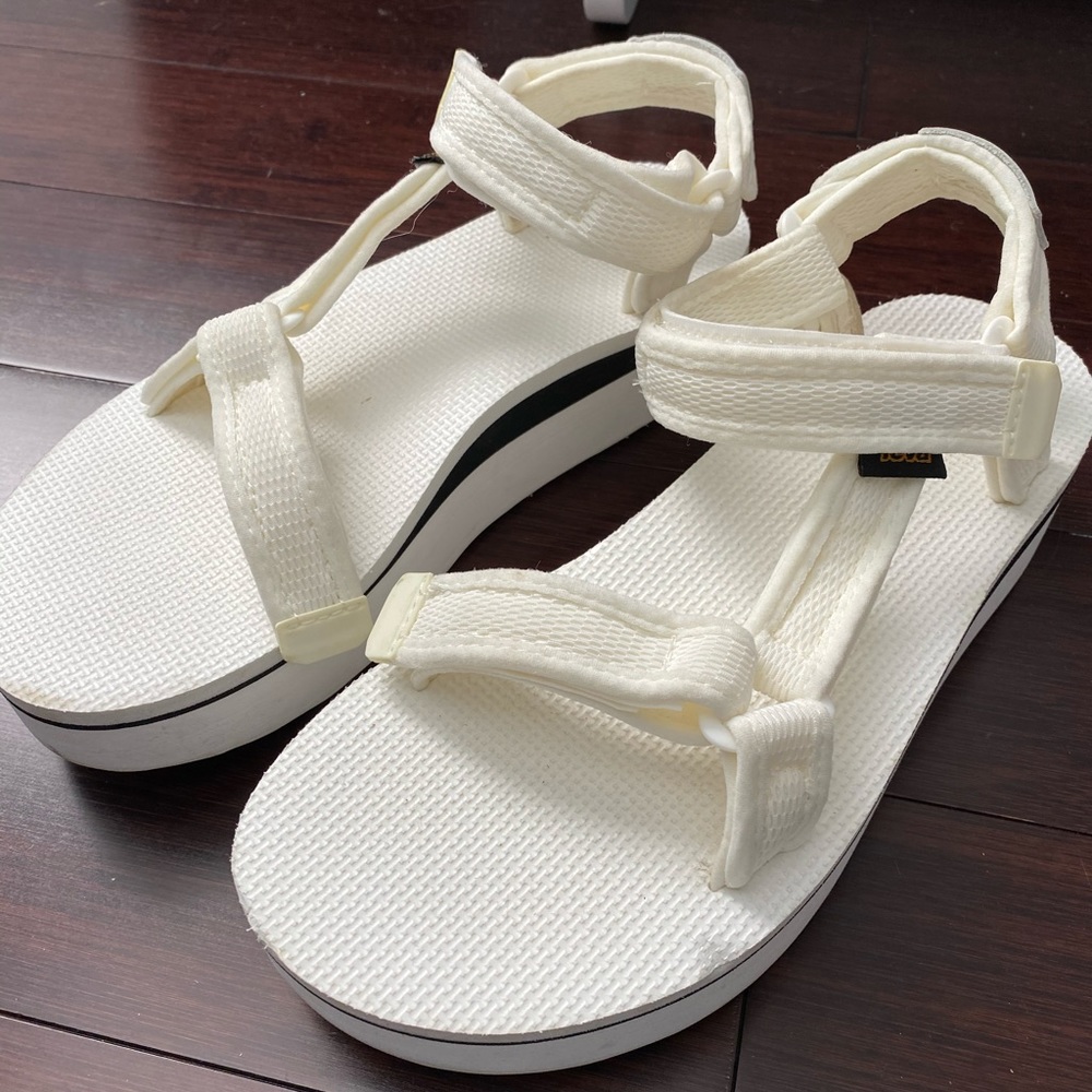White Platform Teva Sandals